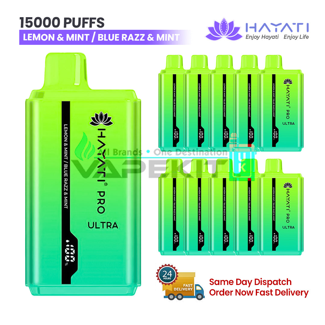 Lemon Lime/Blue Razz Mint Hayati Pro Ultra 15000 Puffs Disposable Vape