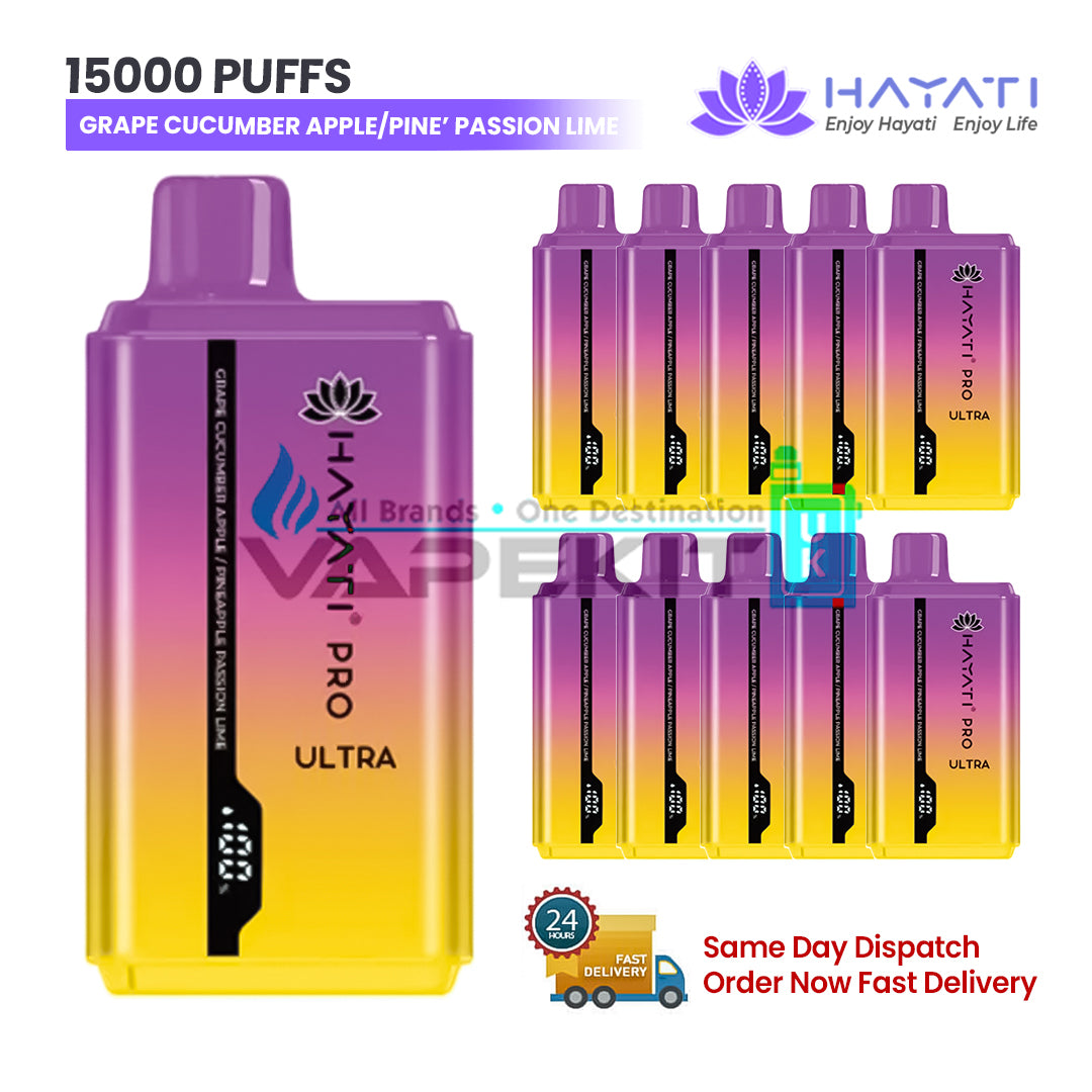 Grape Cucumber Apple/Pineapple Passion Lime Hayati pro Ultra 15000 Vape