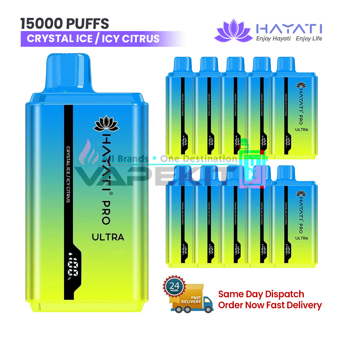 Crystal Ice/ Ice Citrus Hayati Pro Ultra 15000 Puffs Disposable Vape