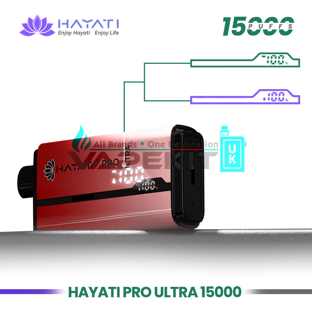 hayati pro ultra 15000 box of 10 2 nicotine Hayati Pro Ultra 15000 Disposable Vape
