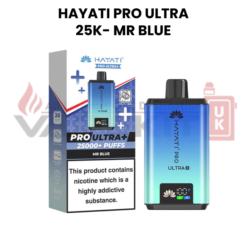 Hayati Pro Ultra on a white background MR Blue Flavours 
