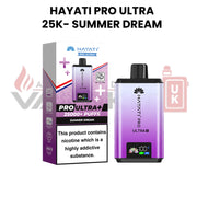 Hayati Pro Ultra summer dream vape device and packaging on a white background