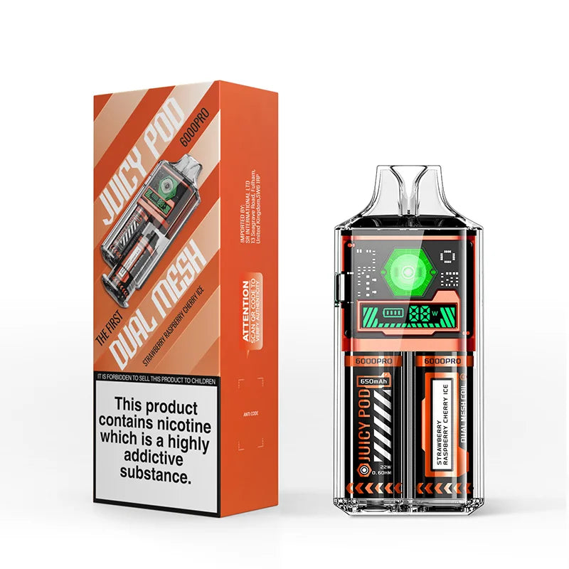 Juicy Pod 6000 Disposable Strawberry Raspberry Cherry Ice