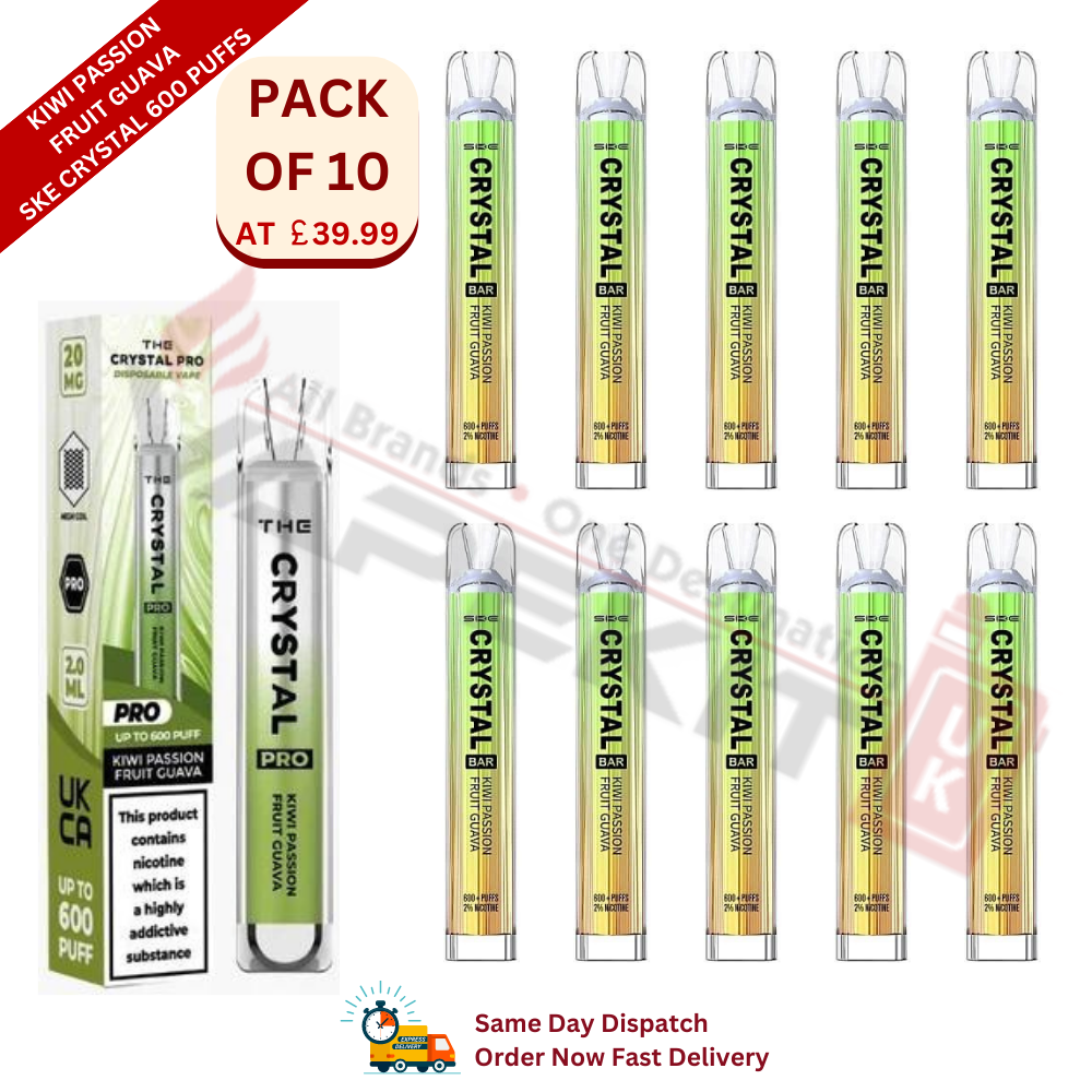 Kiwi Passion Fruit Guava SKE Crystal 600 Puffs Disposable Vape Device 10 Pack - Vape Store UK | Online Vape Shop | Disposable Vape Store | Ecig UK