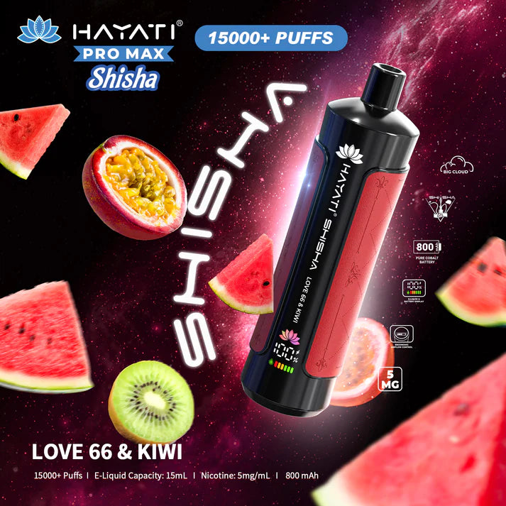 Hayati Pro Max Shisha 15000 Love 66 Kiwi