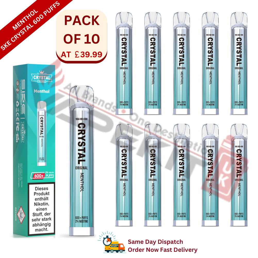 Menthol SKE Crystal 600 Puffs Disposable Vape Device 10 Pack - Vape Store UK | Online Vape Shop | Disposable Vape Store | Ecig UK