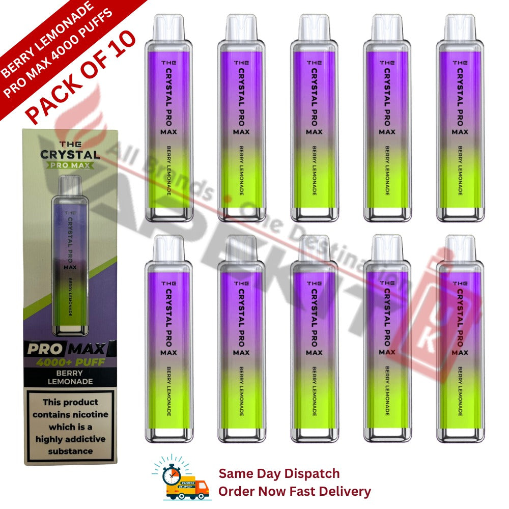 Crystal Pro Max Bar 4000 Puffs Berry Lemonade 10 Pack - Vape Store UK | Online Vape Shop | Disposable Vape Store | Ecig UK