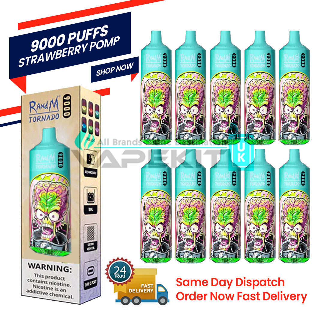 Strawberry Pomp Randm Tornado 9000 Puff Bar