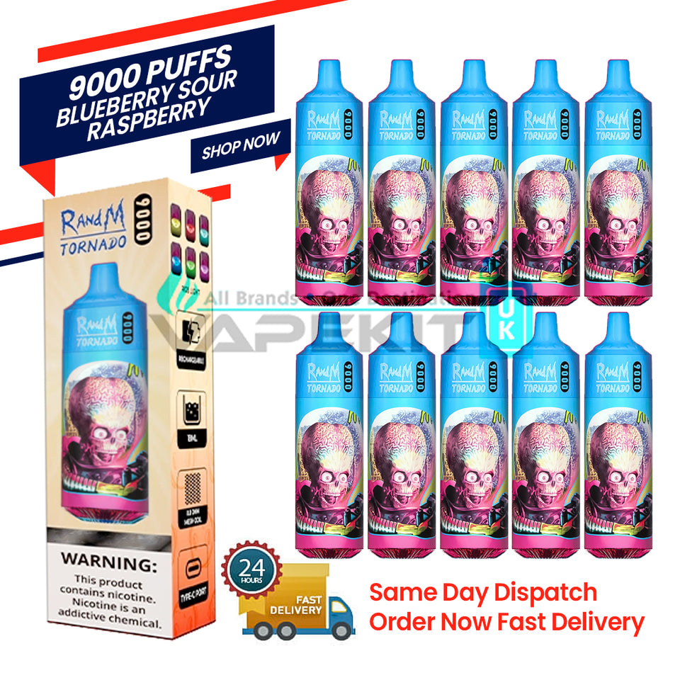 Blueberry Sour Raspberry Randm Tornado 9k Puff Bar Pack of 10 £73.95
