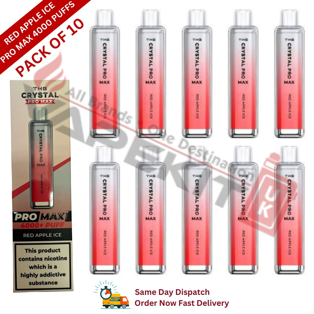 Crystal Pro Max Bar 4000 Puffs Red Apple Ice - Vape Store UK | Online Vape Shop | Disposable Vape Store | Ecig UK