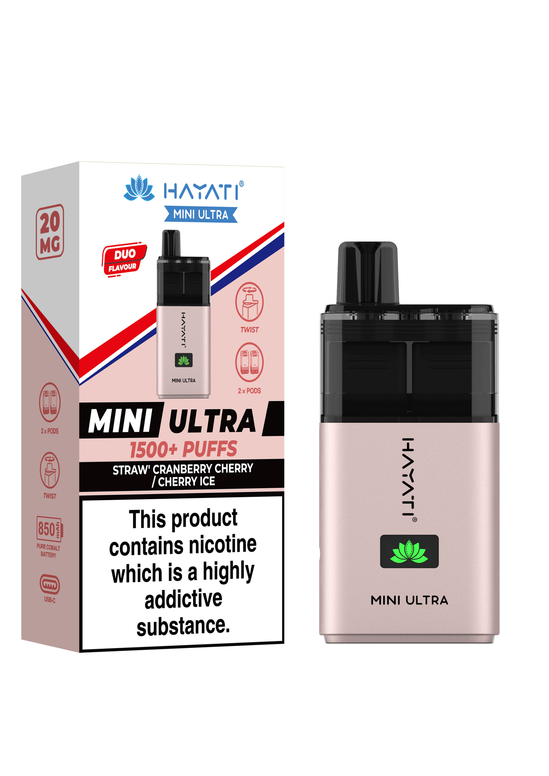 Straw Cranberry Cherry CherryIce Hayati Mini Ultra 1500
