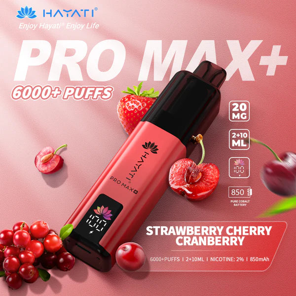 Hayati Pro Max Plus 6000 Puffs Strawberry Cherry Cranberry