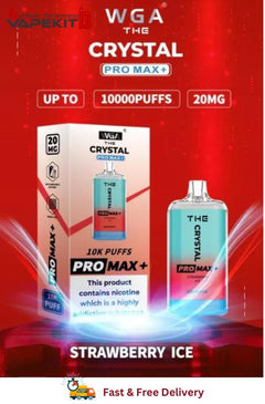 Strawberry Ice Crystal Pro Max 10k Puffs Prefilled Vape Device 10 Pack