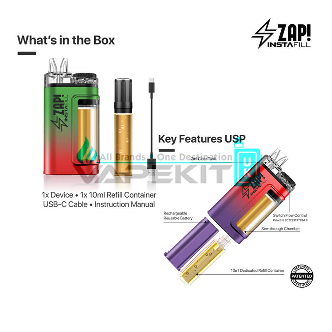 ZAP! INSTAFILL 3500 Puffs Lemon & lime Vape-Just for 12.95