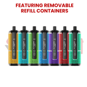 Al Fakher 30K Hypermax vape kit full colour lineup featuring removable refill containers