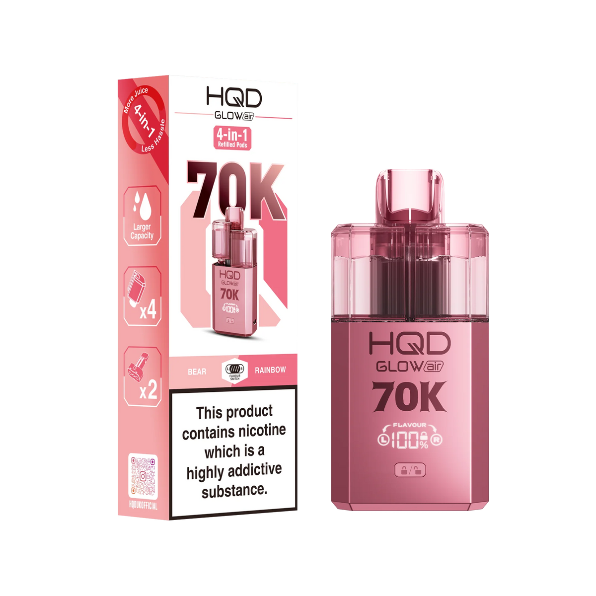 HQD 70K Rechargeable Vape Kit Bear/ Rainbow