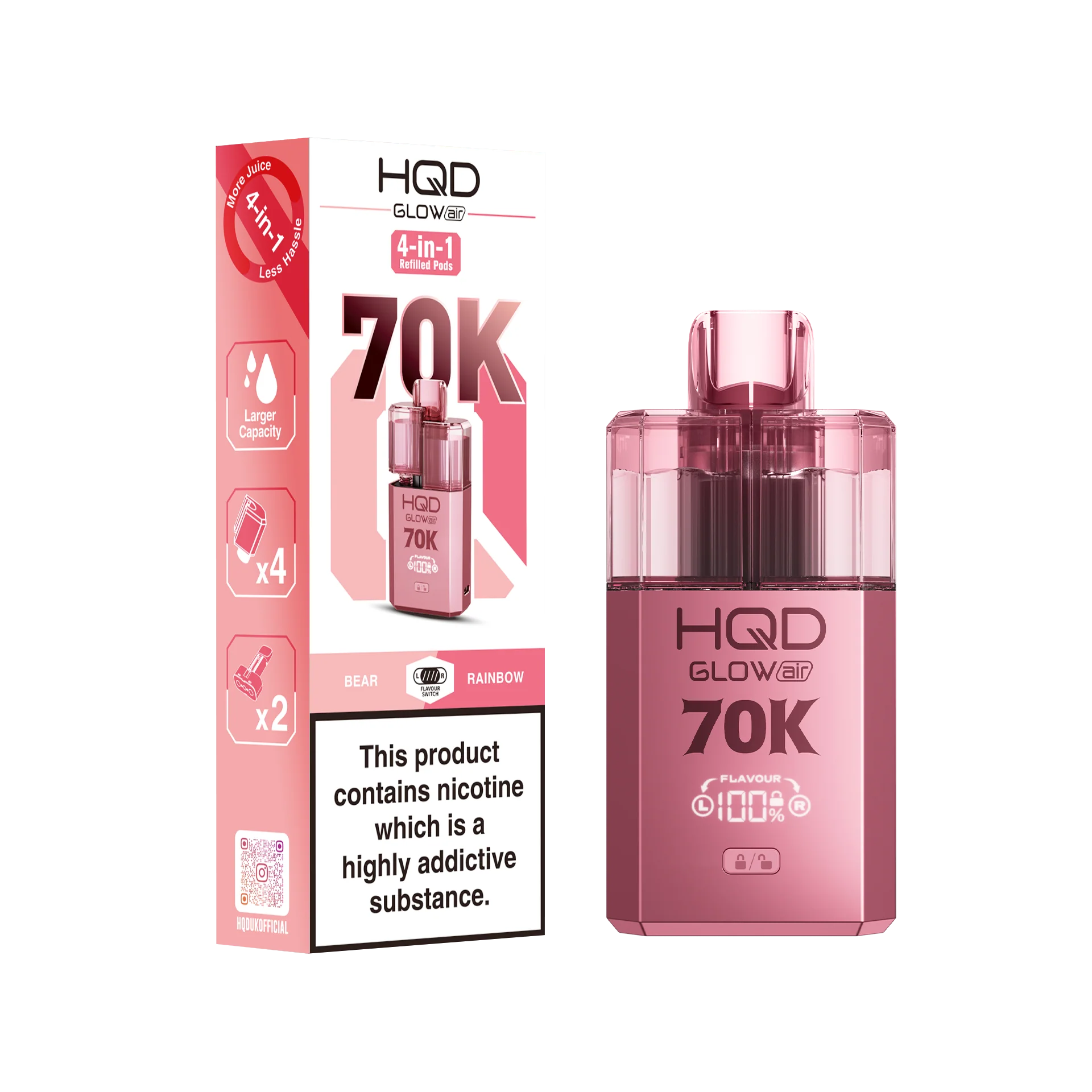 HQD 70K Rechargeable Vape Kit Bear/ Rainbow