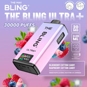 Bling Ultra Plus 30k Puffs Prefilled Pod Vape Blueberry Cotton Candy/ Raspberry Cotton Candy
