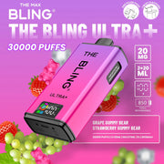 Bling Ultra Plus 30k Puffs Prefilled Pod Vape Grape Gummy Bear/ Strawberry Gummy Bear
