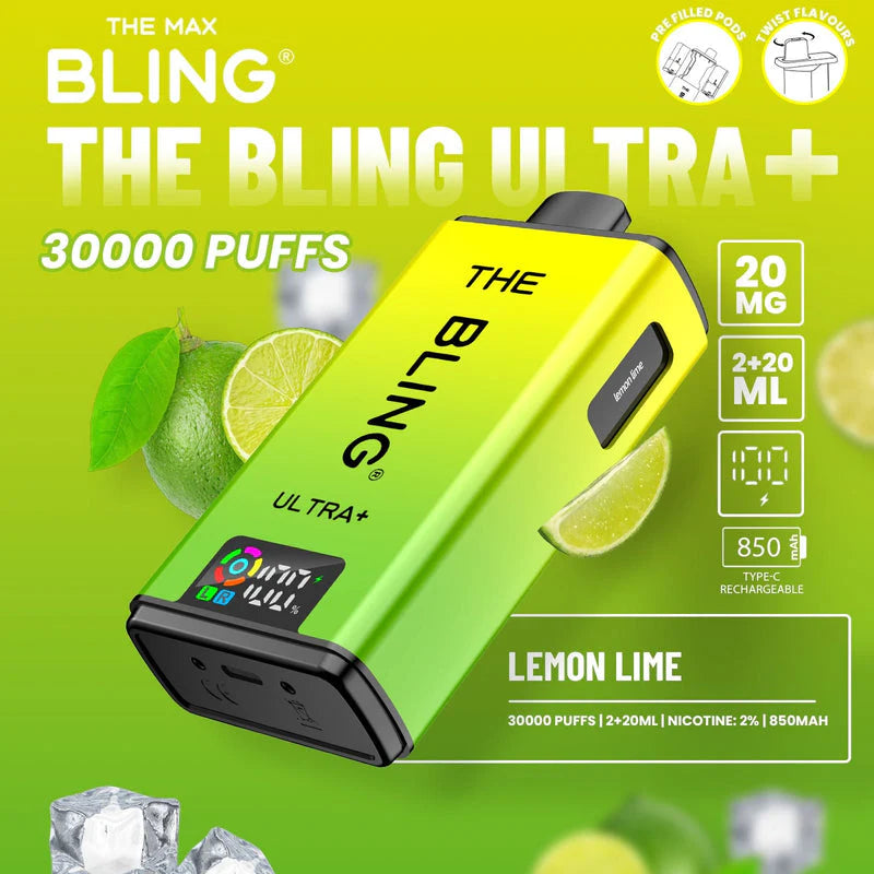 Bling Ultra Plus 30k Puffs Prefilled Pod Vape Lemon Lime