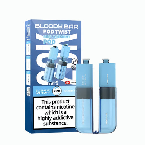 Bloody Bar Twist 20K Prefilled Pods + Refill Containers Blueberry Raspberry/ Cherry Ice