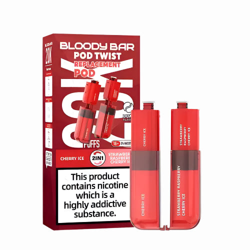 Bloody Bar Twist 20K Prefilled Pods + Refill Containers Cherry Ice/ Strawberry Raspberry Cherry Ice