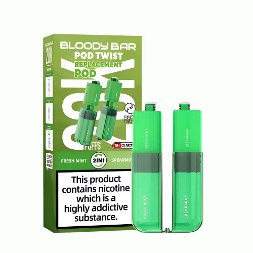 Bloody Bar Twist 20K Prefilled Pods + Refill Containers Fresh Mint/ Spearmint