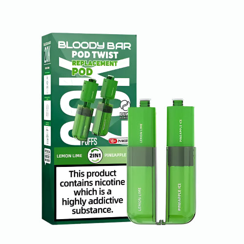 Bloody Bar Twist 20K Prefilled Pods + Refill Containers Lemon Lime/Pineapple Ice
