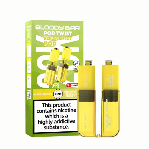 Bloody Bar Twist 20K Prefilled Pods + Refill Containers Pineapple Ice/ Strawberry Raspberry Cherry Ice