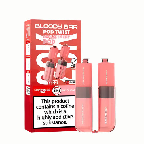 Bloody Bar Twist 20K Prefilled Pods + Refill Containers Strawberry Kiwi/ Peach Mango