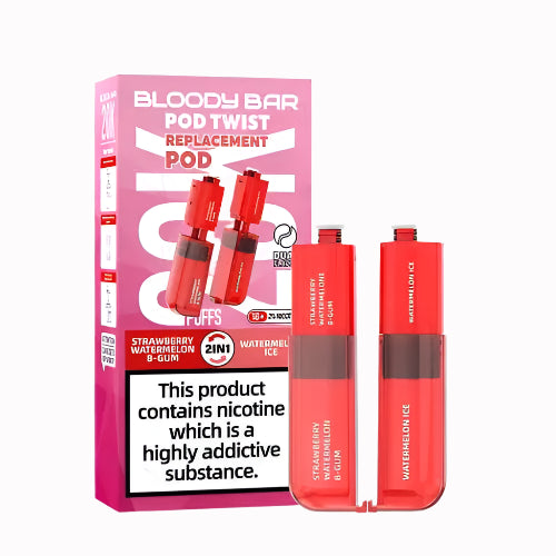 Bloody Bar Twist 20K Prefilled Pods + Refill Containers Strawberry Watermelon B-GUM/ Watermelon Ice