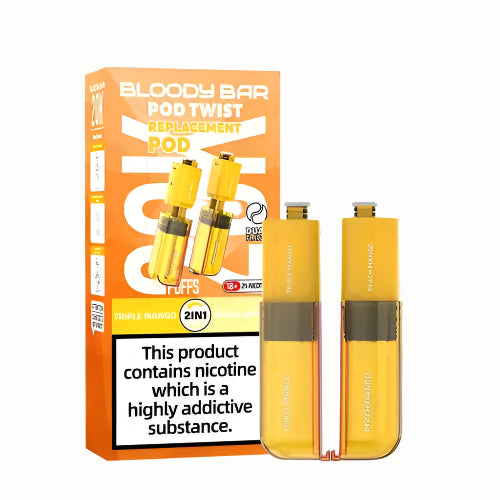 Bloody Bar Twist 20K Prefilled Pods + Refill Containers Triple Mango/ Peach Mango