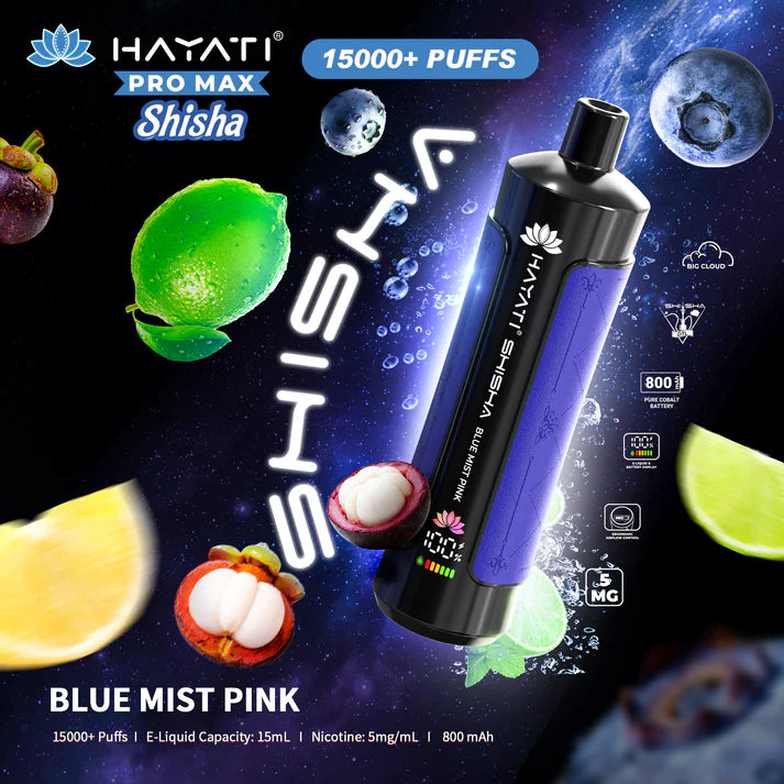 Hayati Pro Max Shisha 15000 Blue Mist Pink