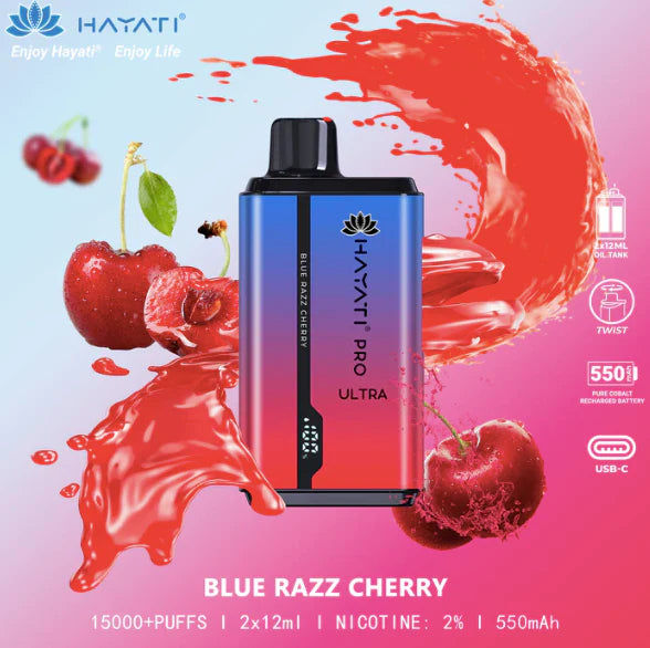 Hayati Pro Ultra 15000 Box of 5 Blue Razz Cherry