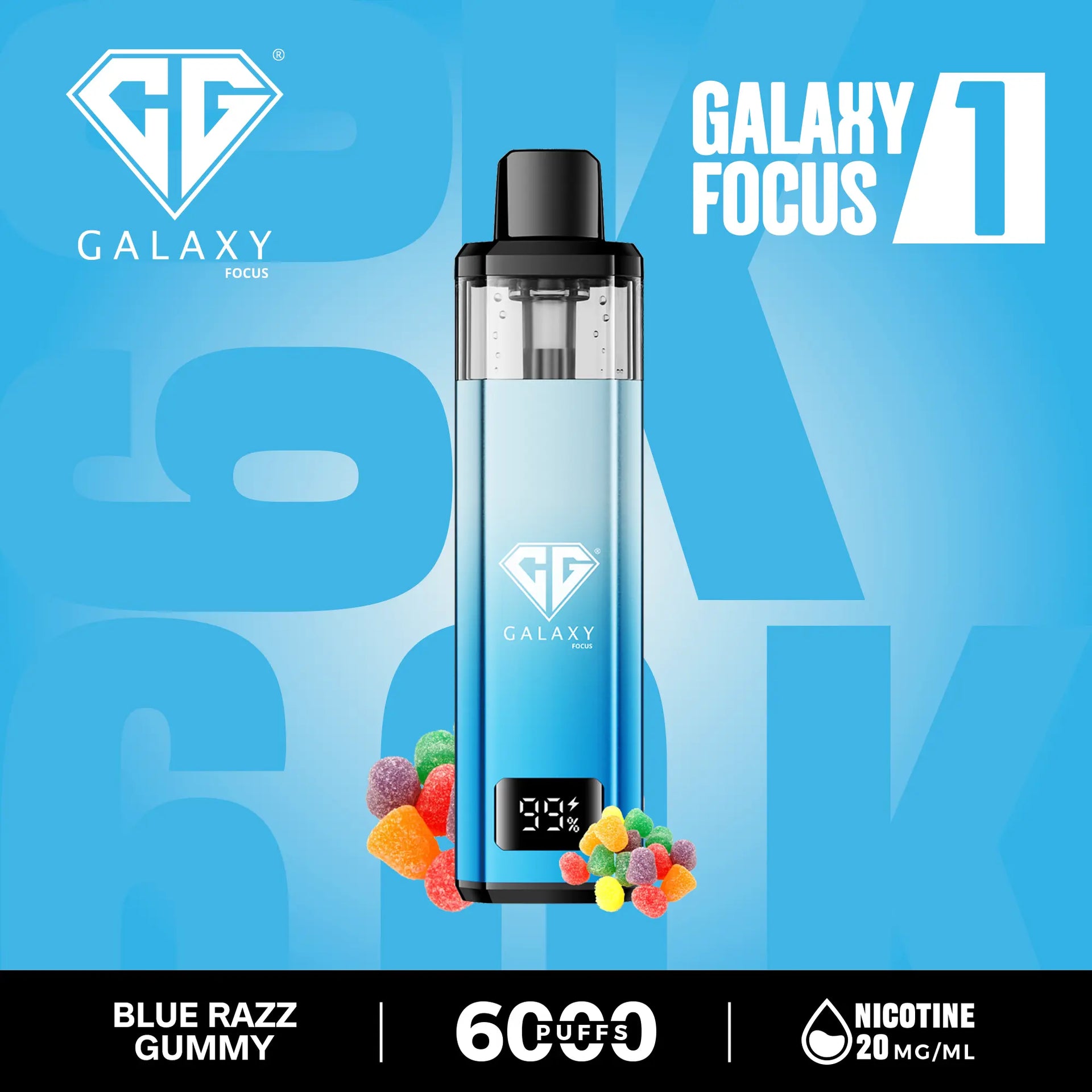 Blue Razz Gummy Crystal Galaxy Focus 6000