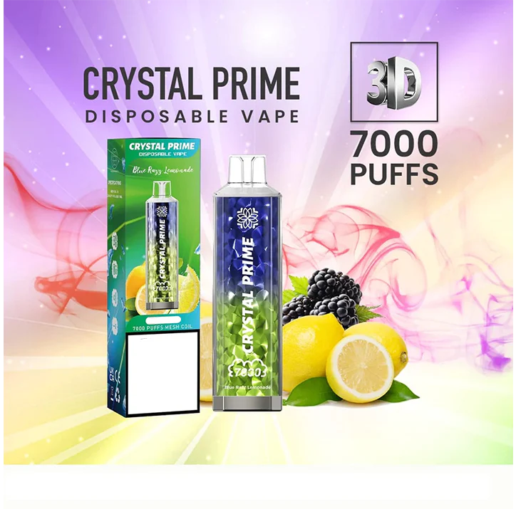 Crystal Prime Disposable Vape Blue Razz Lemonade 7000 Puffs