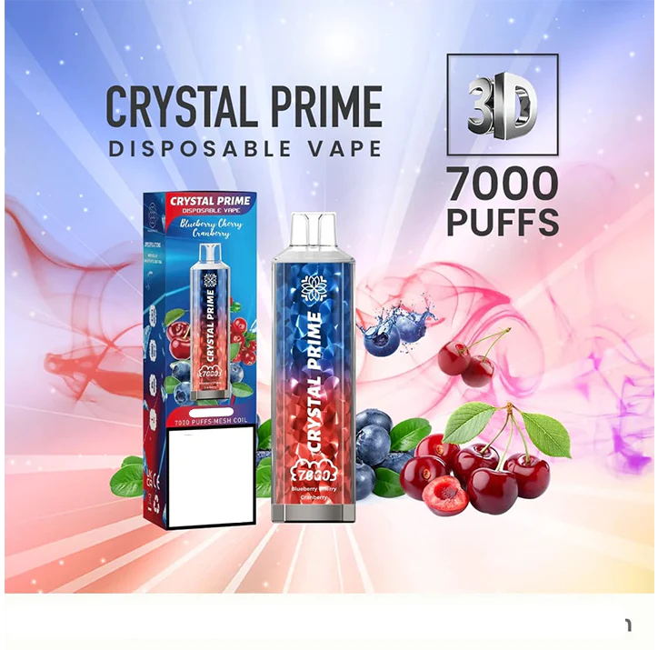 Crystal Prime Disposable Vape Blueberry Cherry Cranberry 7000 Puffs