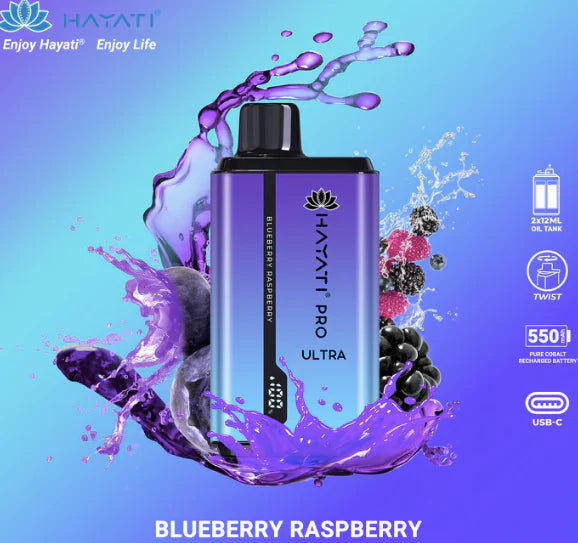 Hayati Pro Ultra 15000 Box of 5 Blueberry Raspberry