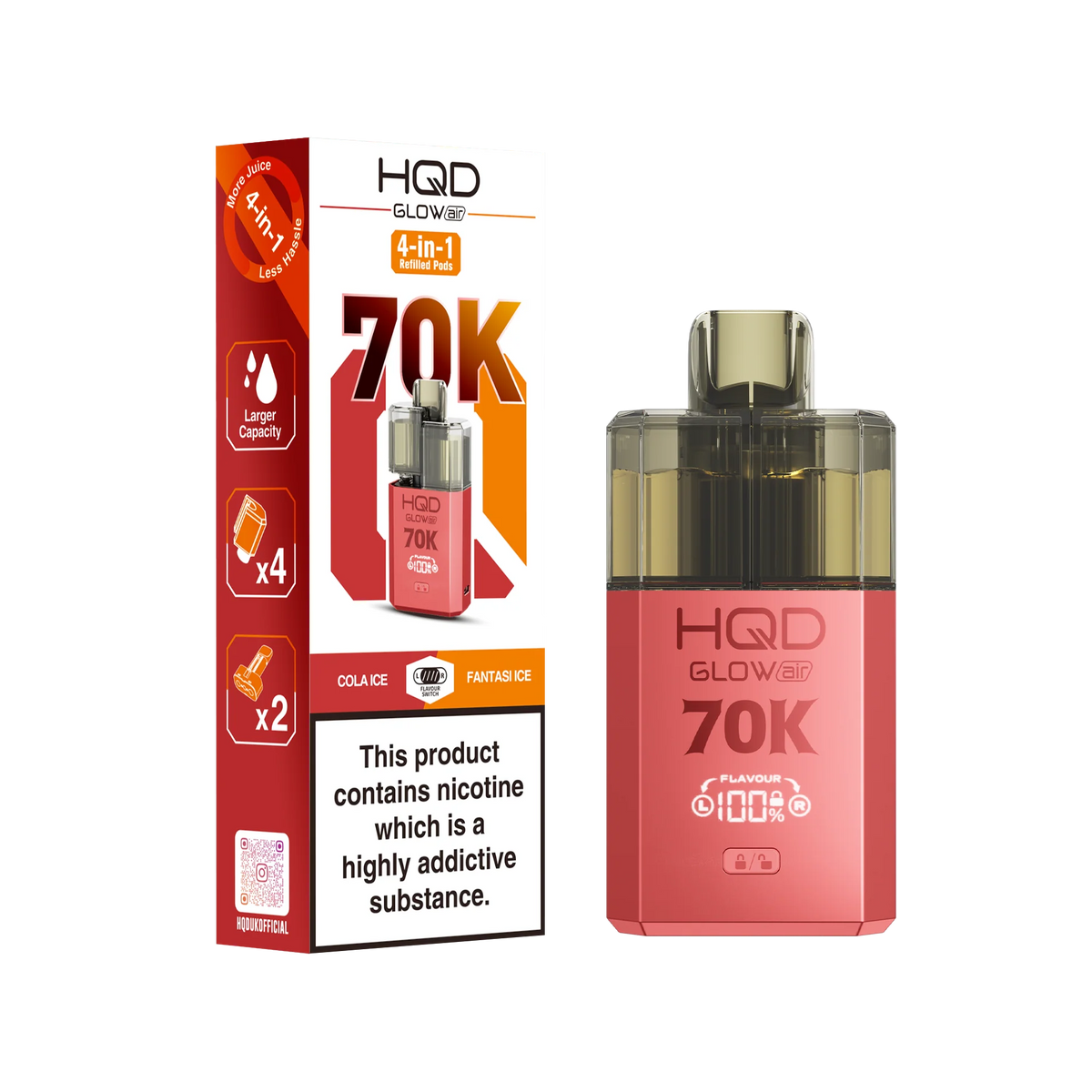 HQD 70K Rechargeable Vape Kit Cola Ice/ Fantasy Ice