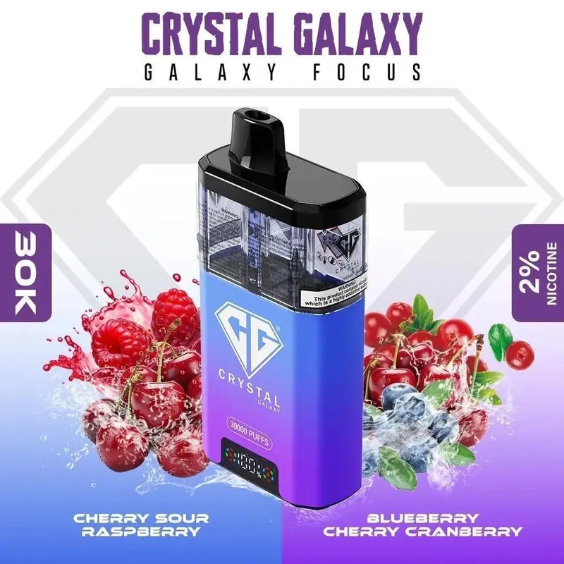 Crystal Galaxy Focus 2 30K Prefilled Vape Kit – Cherry Sour Raspberry and Blueberry Cherry Cranberry flavour