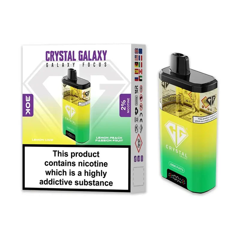 Crystal Galaxy Focus 2 30K Prefilled Replacement Pods Box of 5 – Lemon Lime and Lemon Peach Passionfruit flavour