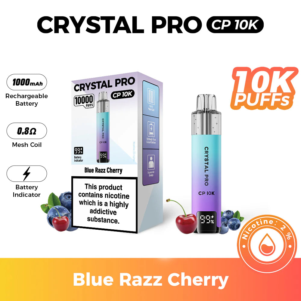 Crystal Pro 10000 (CP 10K) Prefilled Pod Kit Blue Razz Cherry