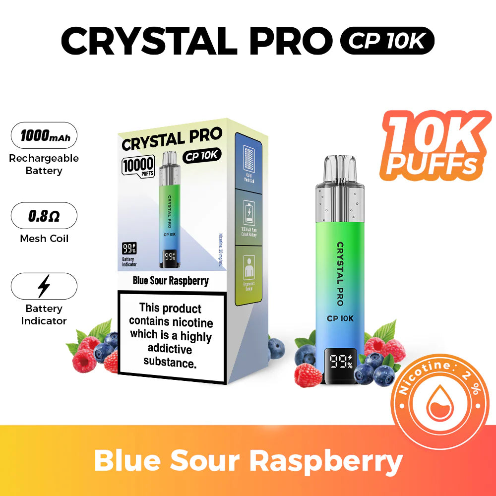 Crystal Pro 10000 (CP 10K) Prefilled Pod Kit Blue Sour Raspberry