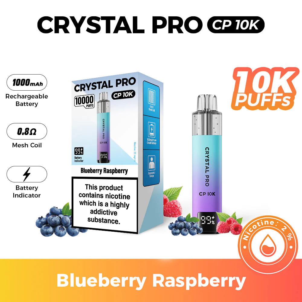 Crystal Pro 10000 (CP 10K) Prefilled Pod Kit Blueberry Raspberry