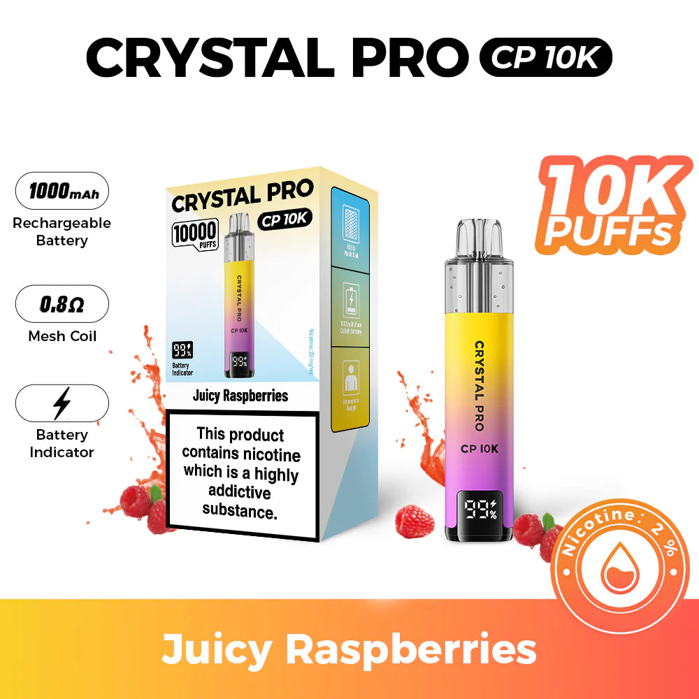 Crystal Pro 10000 (CP 10K) Prefilled Pod Kit Juicy Raspberries