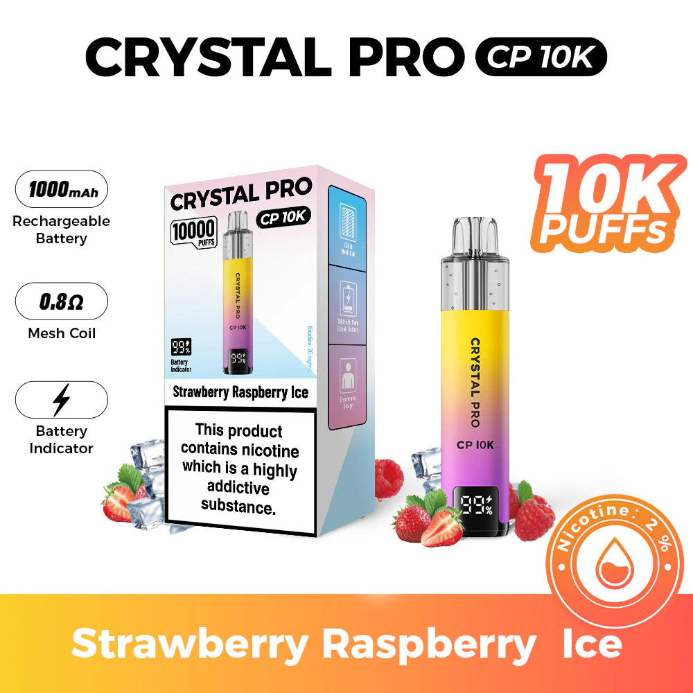 Crystal Pro 10000 (CP 10K) Prefilled Pod Kit Strawberry Raspberry Ice