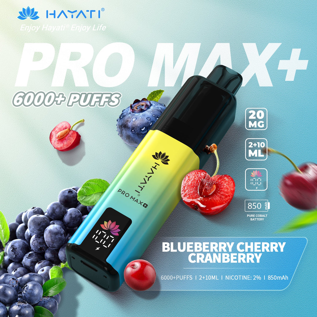 Get Hayati Pro Max Plus 6000 Blueberry Cherry Cranberry 20mg prefilled pod kit