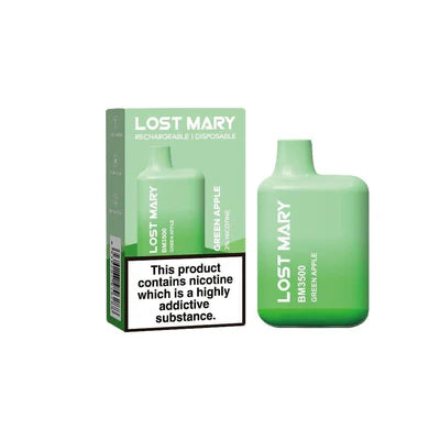 Green Apple Box Of 10 Lost Mary 3500 Puffs