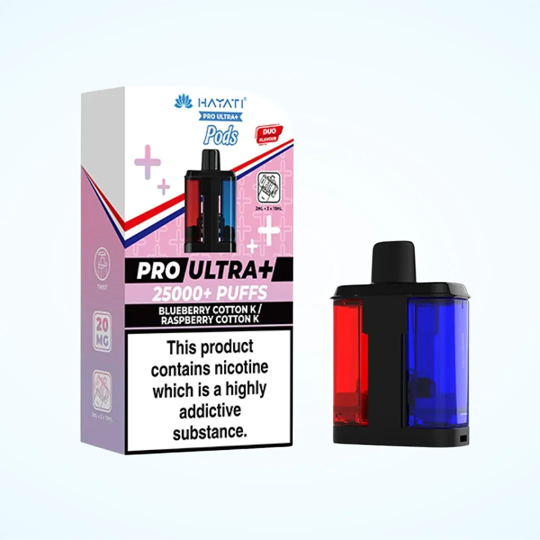 Hayati Pro Ultra Plus Replacement Pods 25K Blueberry Cotton K/ Raspberry Cotton K
