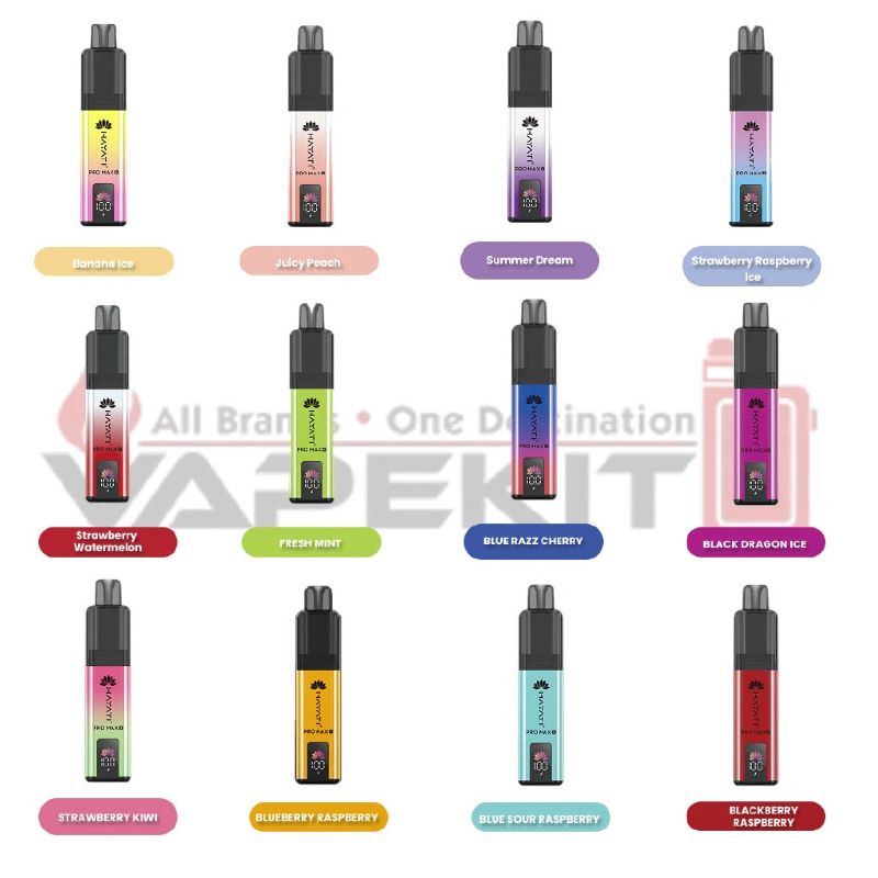 Hayati pro max 6k various flavous on white background